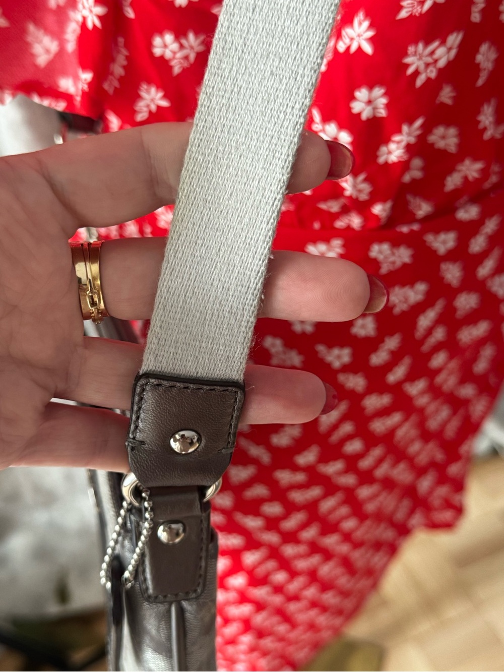 Coach Gray Signature Crossbody Bag Silver Metallic Jacquard Y2K Mini Purse - Picture 8 of 10